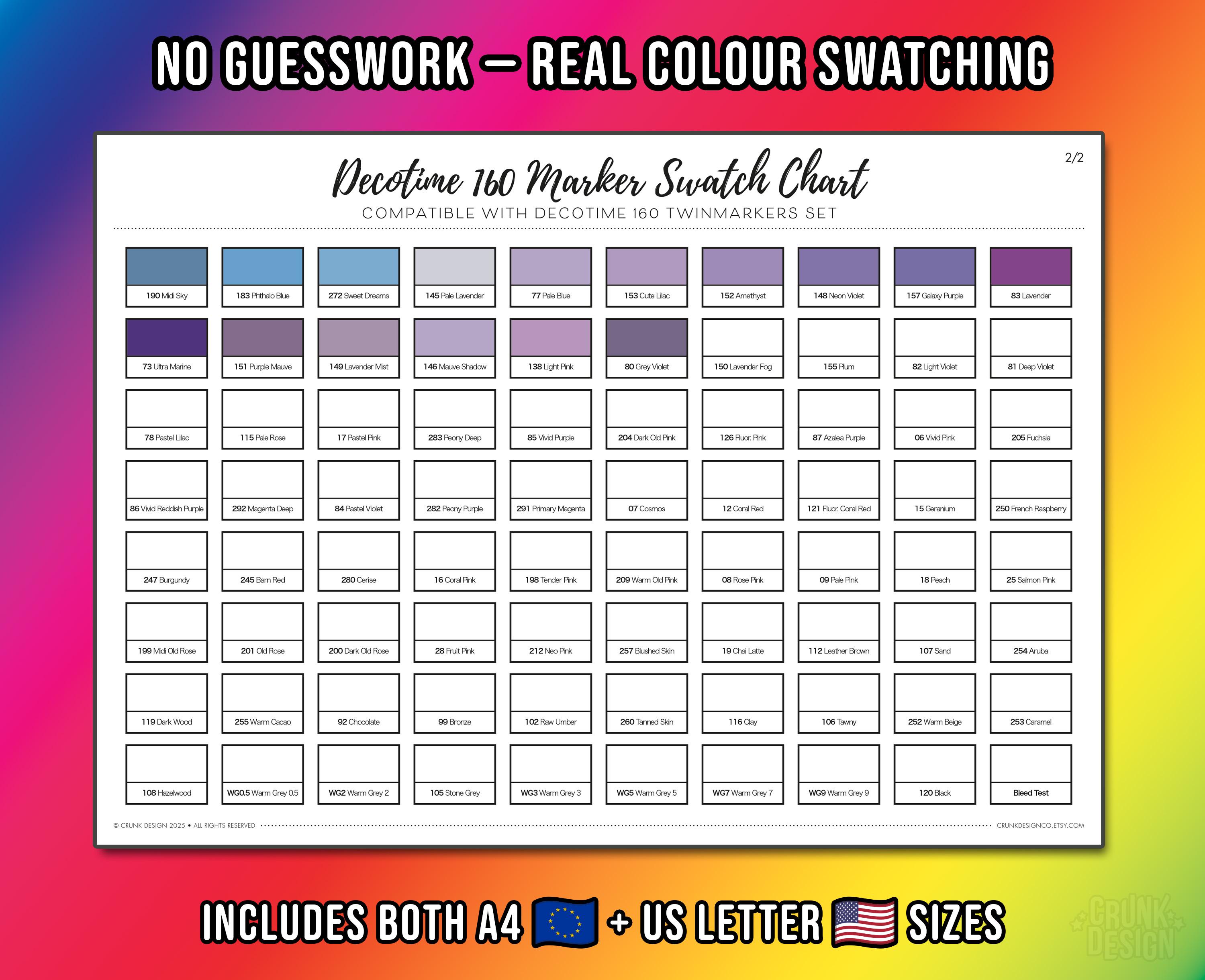 Decotime 160 Twinmarkers Swatch Chart | Printable Colour Chart PDF ...
