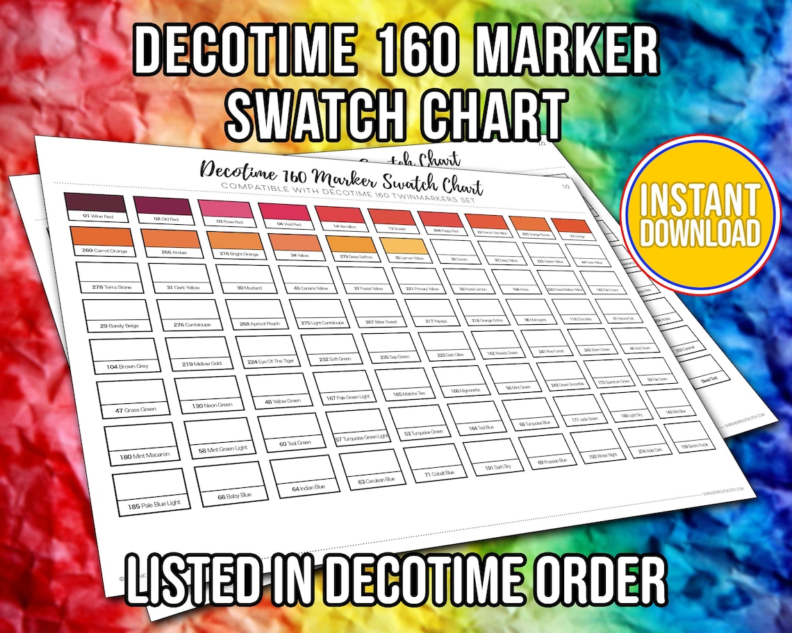 Decotime 160 Twinmarkers Swatch Chart | Printable Colour Chart PDF ...