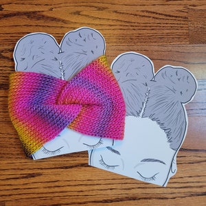 Printable Messy Bun Display Card for Headbands and Ear Warmers, Black Woman - Digital Download