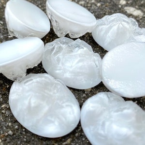 8 Very Large Glass Iceberg Cabochons 18mm x 25mm White Clear Cased Givre Cabochon Flat Back Mountain Top Textured Rare Ice Swirled Dome Big