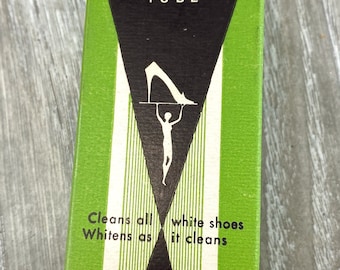 1930s Shoe Polish Vintage Box Art Deco Black Green White Tube Griffin Advertising Package Unused Great Graphics Gryphon Lady Shoes Abstract