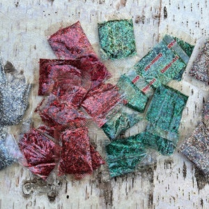 24 Vintage 1960s Glitter Packets Retro Glitters Red Green Silver