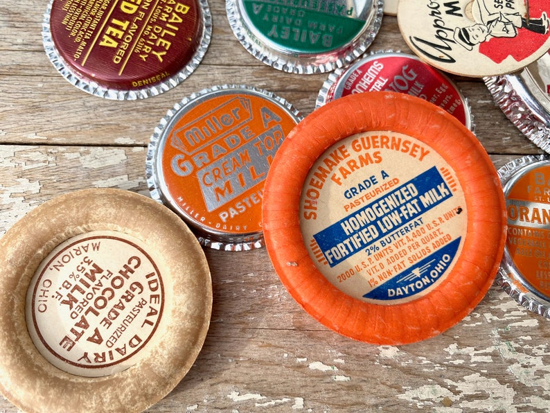 50 Vintage Milk Soft Drink Caps Cream Cap Lot 1940s 1950s Etsy