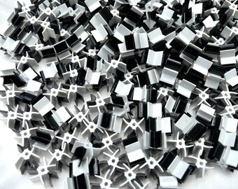 SALE 200 Black and White Modern 80s Style Beads Soft Plastic Geometric Mod Lightweight Unique Extruded Dead Stock Vintage