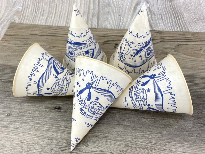 5 Vintage Paper Cup Cones Winter Christmas Penguin Polar Bear - Etsy