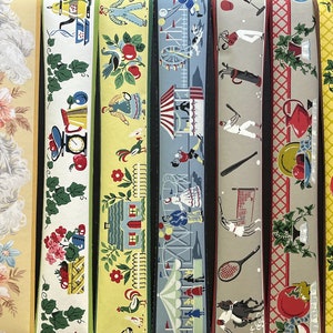 24 Feet Vintage Wallpaper Borders Wall Paper Border Lot Sample Ephemera Collage Pack Retro Antique 1940s 1950s Floral Mixed Mix Wall Deco