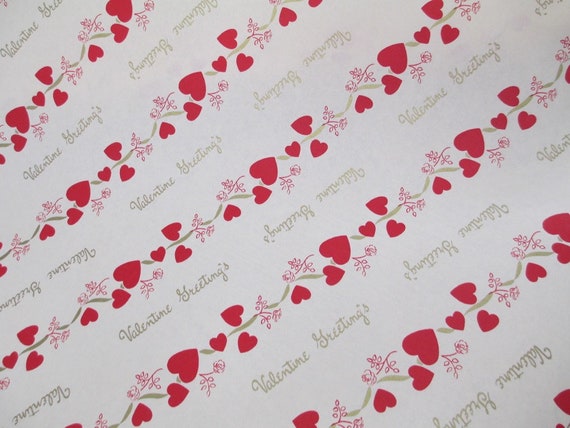 Vintage Hallmark Valentine Cute Country Kids Gift Wrapping Paper Hearts  Love