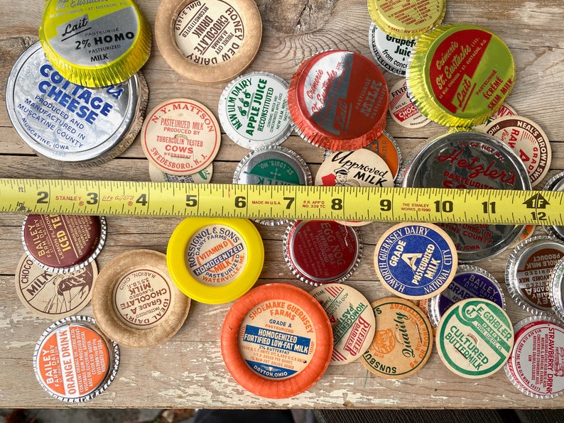 50 Vintage Milk Soft Drink Caps Cream Cap Lot 1940s 1950s Etsy