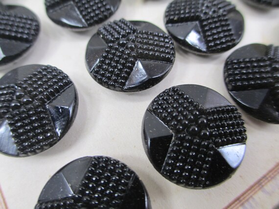 1920/'s 24 Czech made Small Black Shank Buttons Vintage Buttons