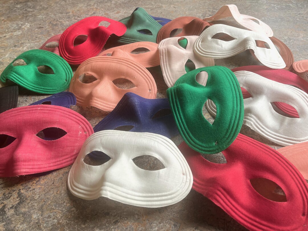 24 Vintage 1960s Fabric Masks: Mixed Colors Crafting & Party Decor No ...