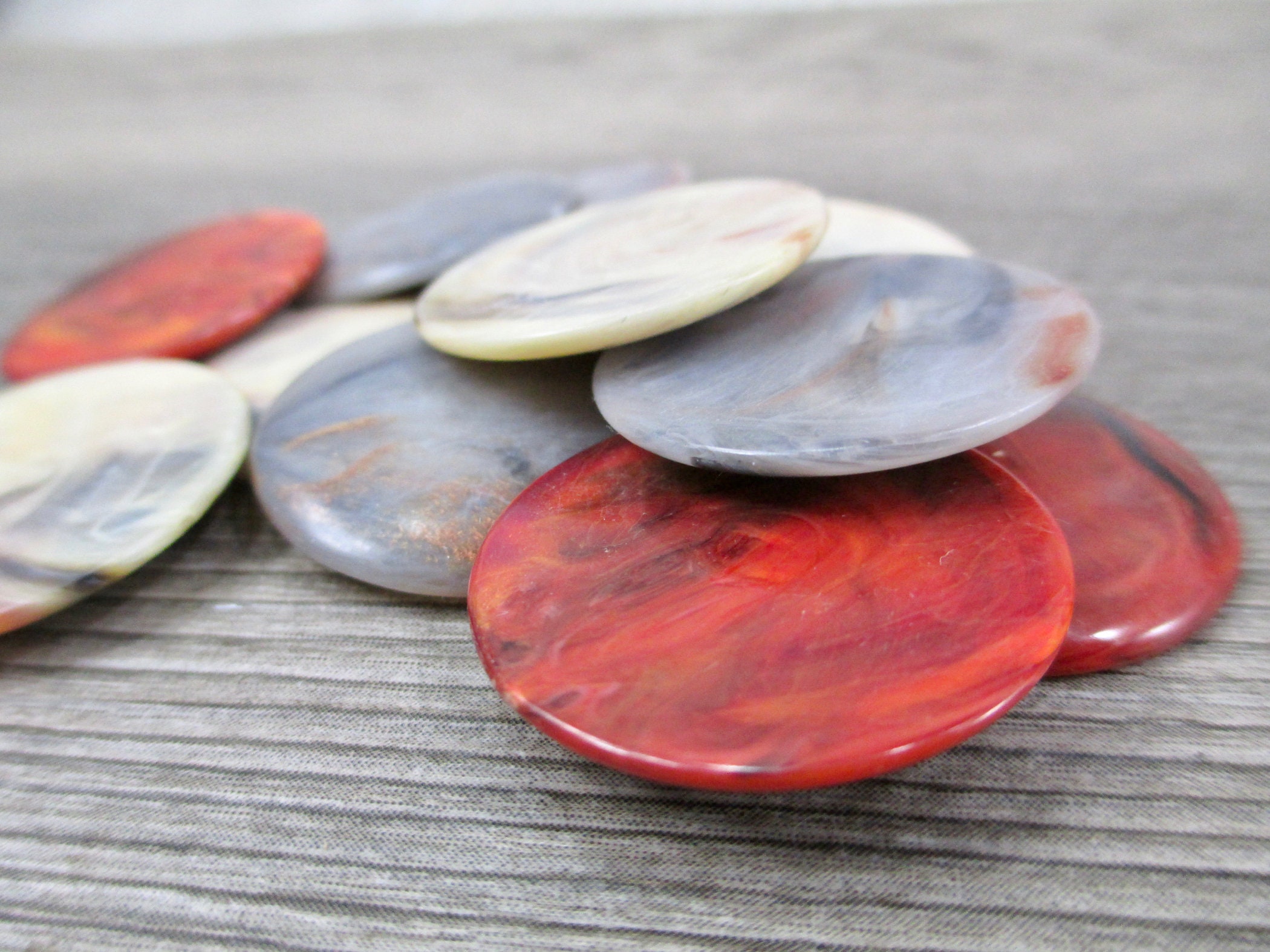 Lotto Cabochon Rotondo Vintage In Corallo Rosso: Cabochon Sfuso - Foto 10