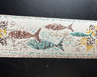 Mod Nautical Wallpaper Border Vintage 1960s Fish Starfish Speckled Modern Retro Wall Paper Edging Midcentury Paper Ephemera 3" Midcentury