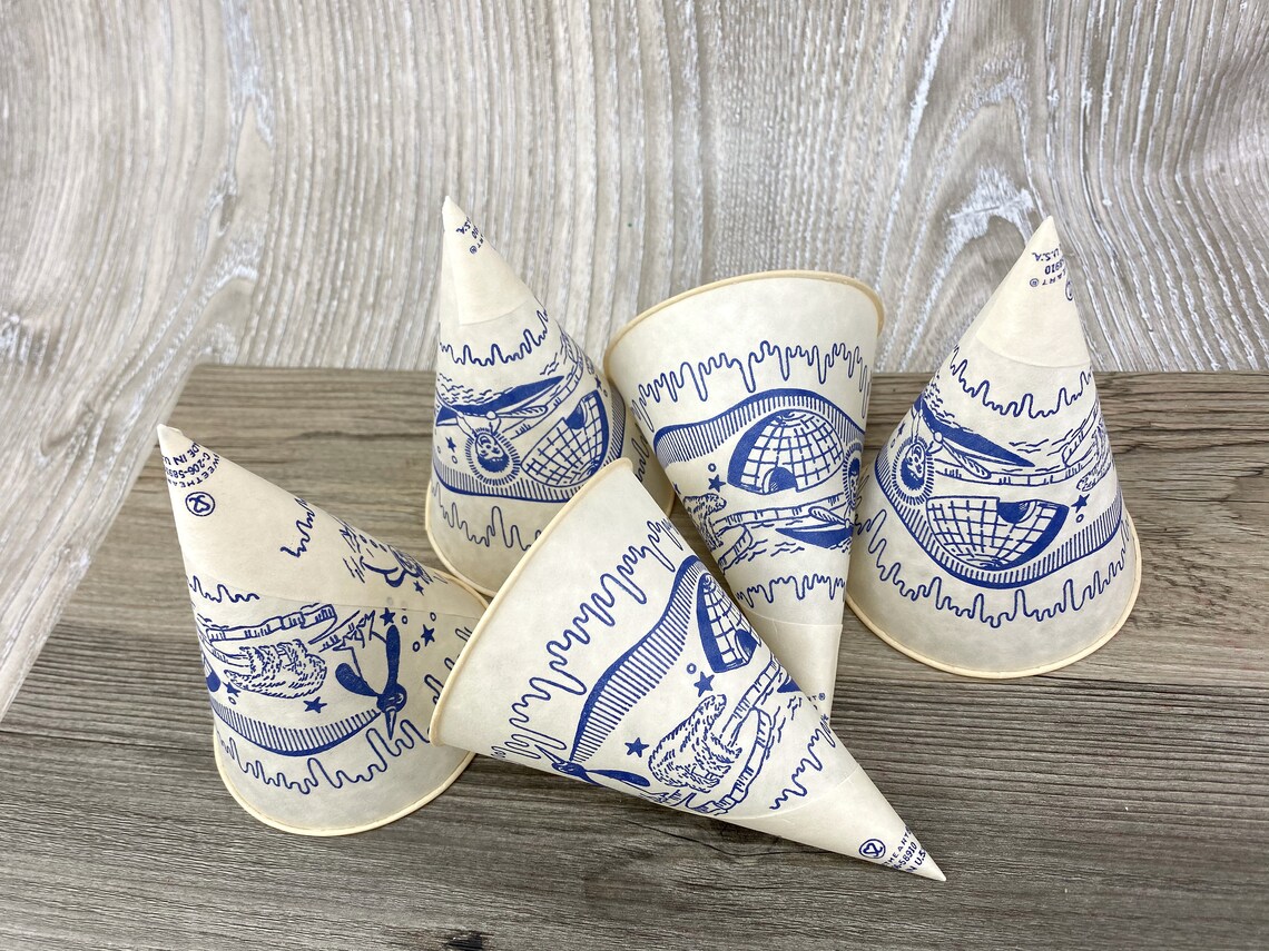 5 Vintage Paper Cup Cones Winter Christmas Penguin Polar Bear | Etsy