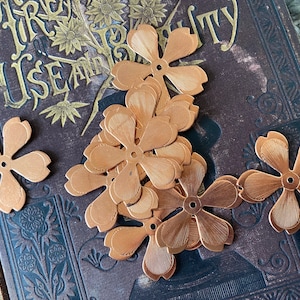 9 Large Vintage Flower Shaped Stampings Metal Copper Floral Hole Finding Findings Jewelry Petals Flowers Floral Patina Supply 43mm 1 3/4&quot;