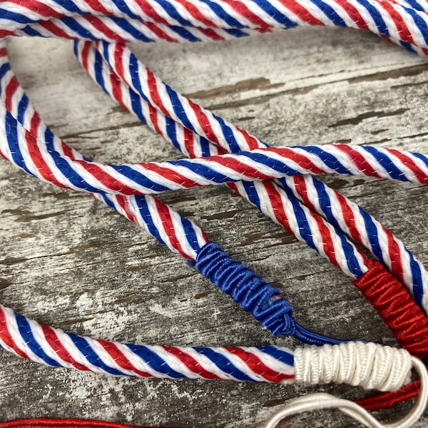 6 Vintage Patriotic Rope Cords Lanyard Straps String Red White Blue Rope American Crafting Supply Cord Strings Holder Striped Stripe