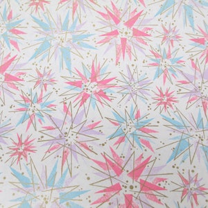 4 Yards Narrow 1950s Atomic Starburst Retro Pink Blue Wrapping Paper Gift Wrap 50s Midcentury Modern Wild Googie Abstract Party Decoration