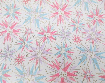 4 Yards Narrow 1950s Atomic Starburst Retro Pink Blue Wrapping Paper Gift Wrap 50s Midcentury Modern Wild Googie Abstract Party Decoration