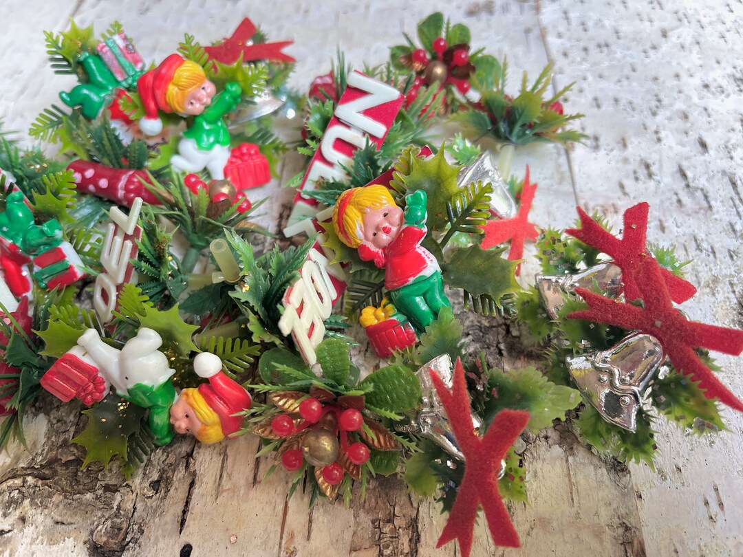 25 Vintage Christmas Craft Kitsch Lot Embellishments Etsy
