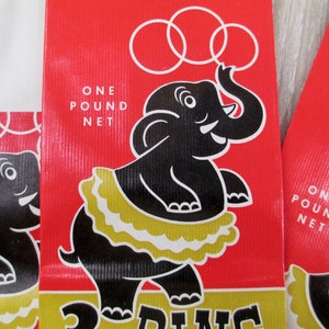 3 Vintage Elephant Coffee Bags Midcentury Cute Kitsch Three Ring Bag Lot Tutu Circus Set One Pound Small Collage Ephemera 1960s Mod Retro