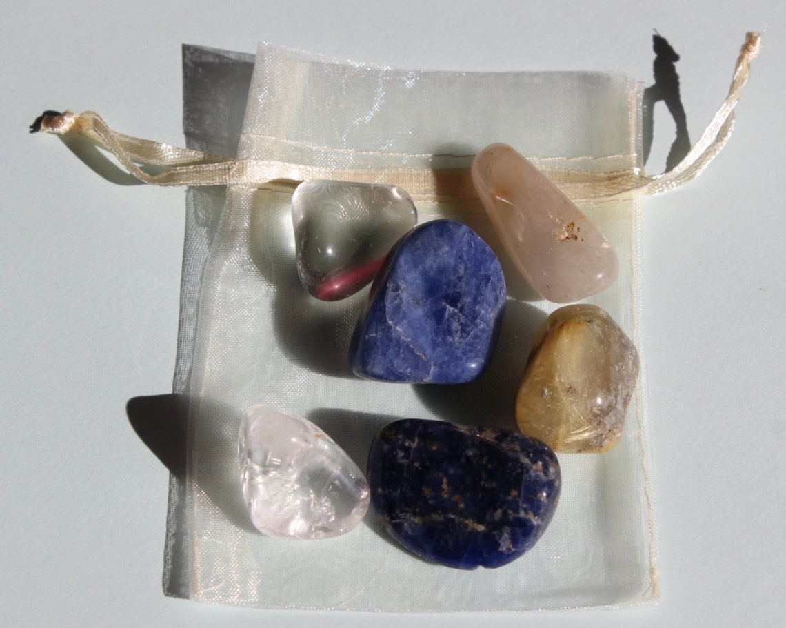 Anxiety and Fear tumbled Healing Crystals Pouch Anxiety Etsy