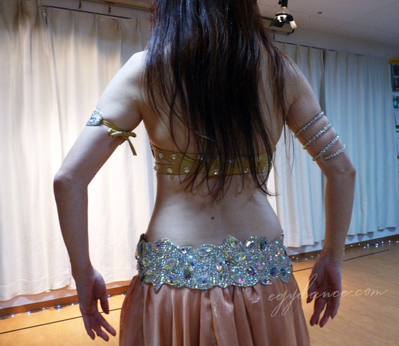 Egyptian Gold Bra Belt Set Sexy Belly Dance Outfit Tribal Handmade