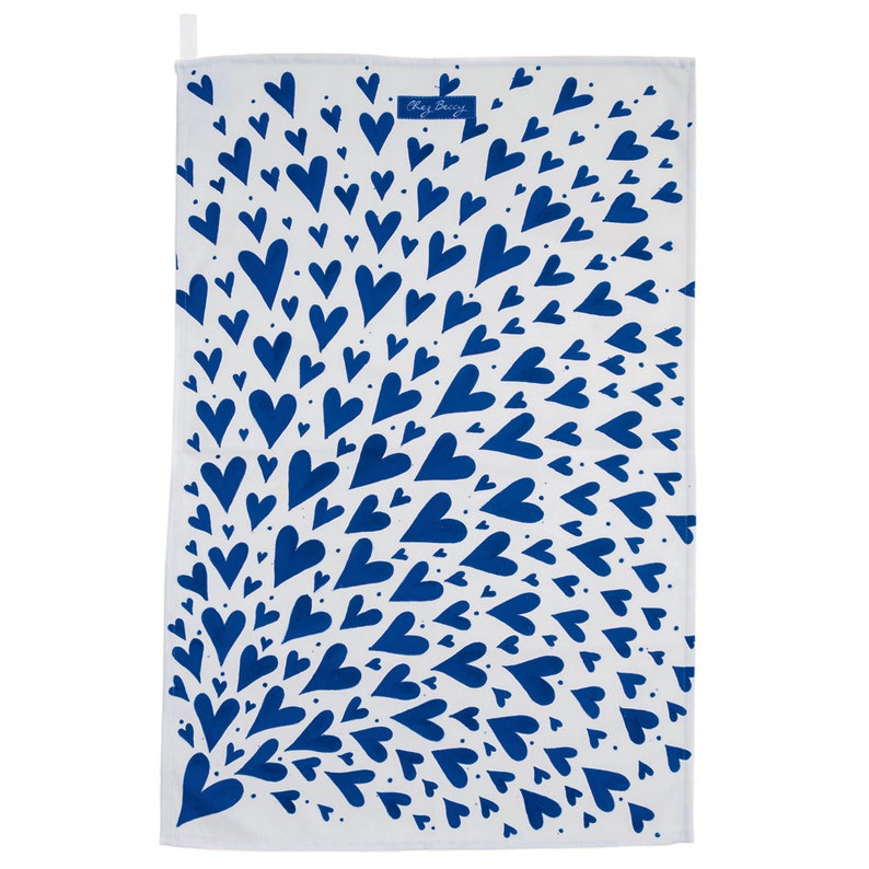 Blue Hearts Tea Towel Kitchen Towel Dish Towel New Home Gift Housewarming Gift image 2