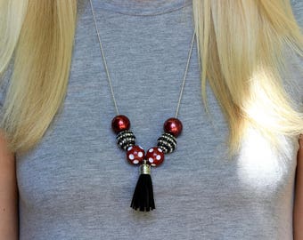 Game Day Necklace, Game Day Jewelry, USC, University of South Carolina Necklace, Gamecock Jewelry/Meredith College/ Garnet and Black