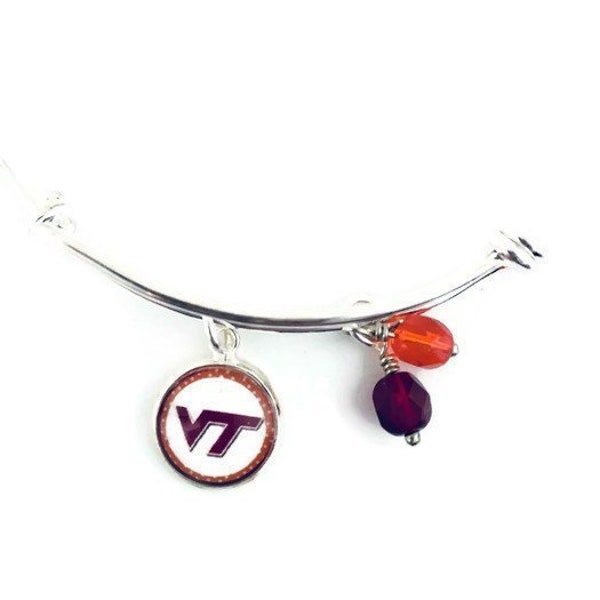 Virginia Tech Bracelet | Virginia Tech Jewelry | Virginia Tech Gifts | Virginia Tech Charm Bracelet | Hokies Jewelry | Graduation Gifts