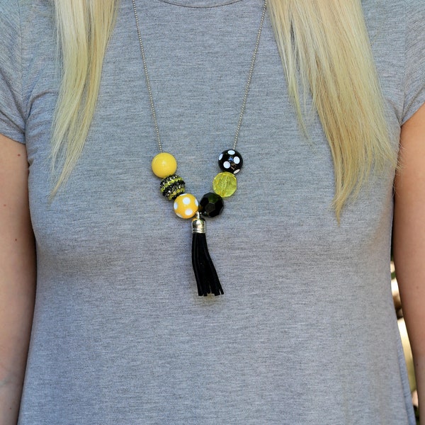 Game Day Necklace | Game Day Necklace | Black and Gold Necklace | Black and Gold Jewelry | College Necklace | Black and Yellow