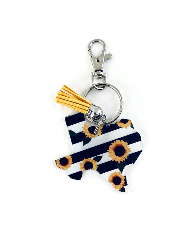 Texas Key Chain State of Texas Key Chain Sunflower Key Etsy