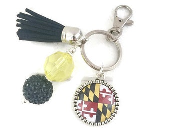 Maryland Key Chain | Maryland Flag Key Chain | Maryland Crab Key Chain | Maryland State Flag | Flag Key Chain | Maryland Gifts