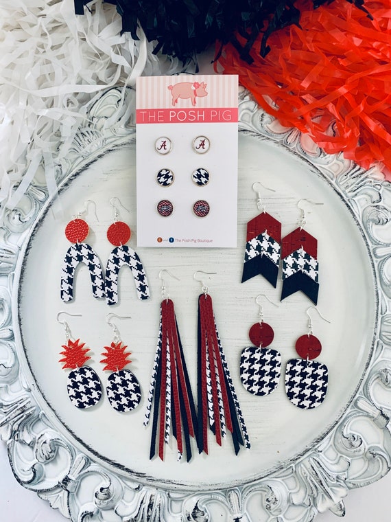 University of Alabama Earrings Crimson Tide Earrings Roll Etsy