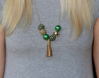 Game Day Necklace | Game Day Jewelry | Green and Gold Necklace | Green and Gold Jewelry | Tailgate | Football Necklace | College Necklace