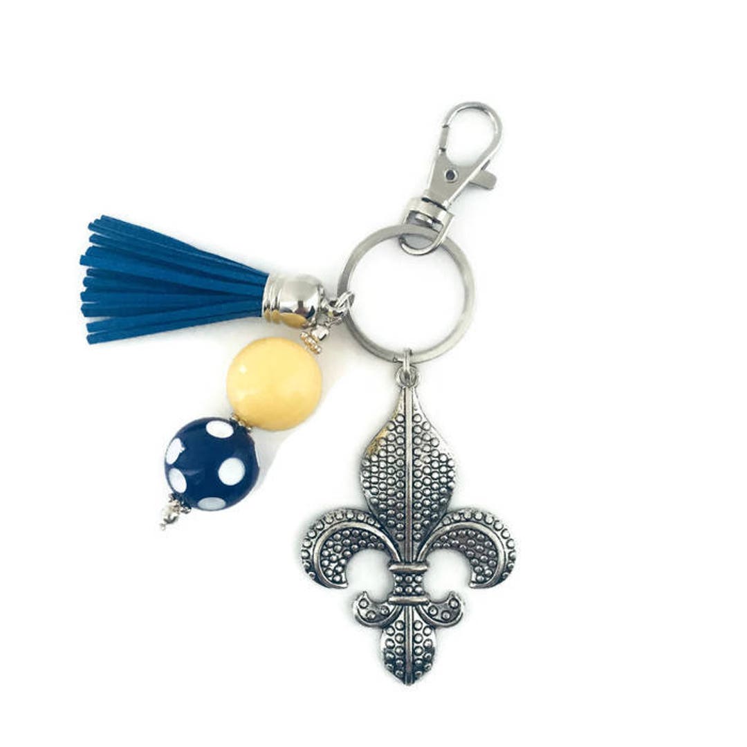 Louisiana Keychain. Includes State of Louisiana, Mardi Gras Mask, and Fleur de Lis Charms. Louisiana Gift. New Orleans, Mardi Gras.