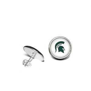 Michigan State University Earrings | Michigan State Jewelry | Michigan State Gifts | Michigan State Spartans | Green and White Earrings
