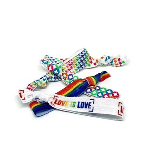 Rainbow Hair Ties Pride Hair Ties Gay Gifts LGBT Hair Ties Love is Love Hair Ties Yoga Hair Ties Hair Bands Ponytail Holders image 2