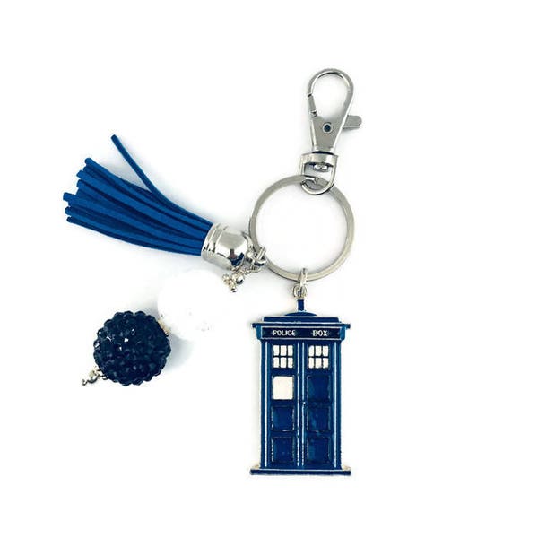 Police Box Key Chain | Sci-Fi Key Chain | Phone Booth Key Chain | Time and Space Travel | Purse Charm | Planner Charm