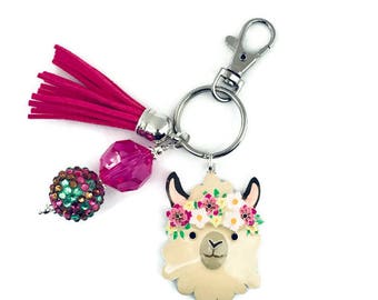 Llama Key Chain | Drama Llama | Alpaca Key Chain | Llama Lovers | LLama Gifts | Purse Charm | Boho Key Chain | Tassel Key Chain