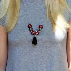 Game Day Necklace Game Day Jewelry USC Necklace Gamecock Jewelry Meredith College Necklace Garnet and Black image 1