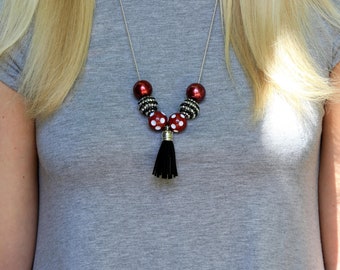 Game Day Necklace | Game Day Jewelry | USC Necklace | Gamecock Jewelry | Meredith College Necklace | Garnet and Black
