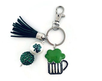 Mug Key Chain | Beer Mug Key Chain | Shamrock Key Chain | Irish Beer Key Chain | St Patricks Day Gift | Beer Gift | Irish Gift