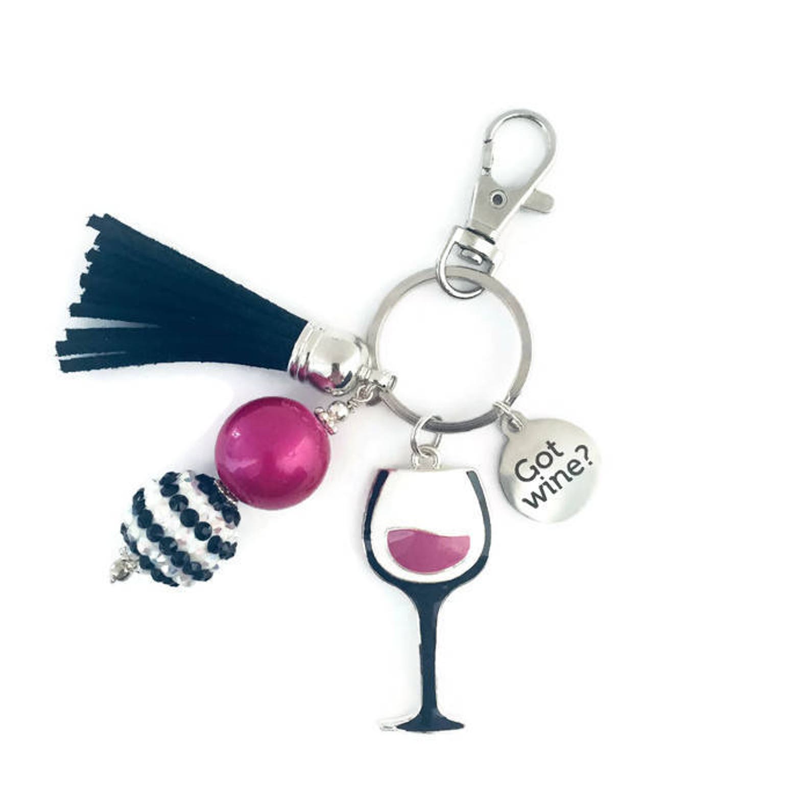Wine Glass Keychain Wine Glass Key Chain Wine Lover Key Etsy
