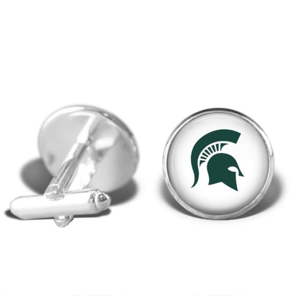 Michigan State University Cuff Links |  Spartan Cuff Links | MSU Cuff Links | Green and White Cuff Links | MSU Cufflinks | Graduation Gifts