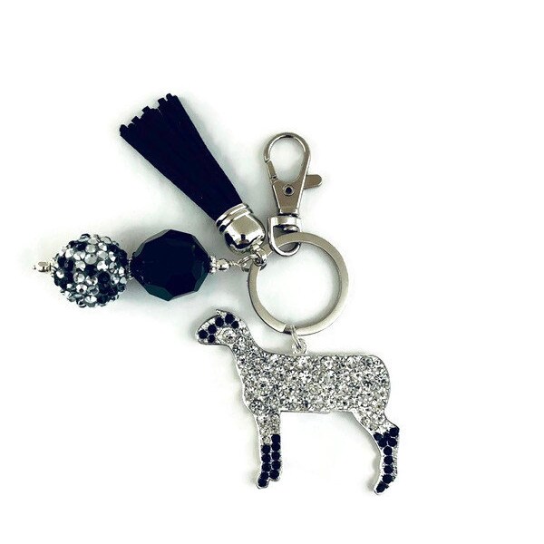 Sheep Key Chain, Sheep Lover Key Chain, Sheep Gift, Sheep Lover Gift, Sheep Farmer Gift, 4H Gifts, Tassel Key Chains, Bead Key Chain