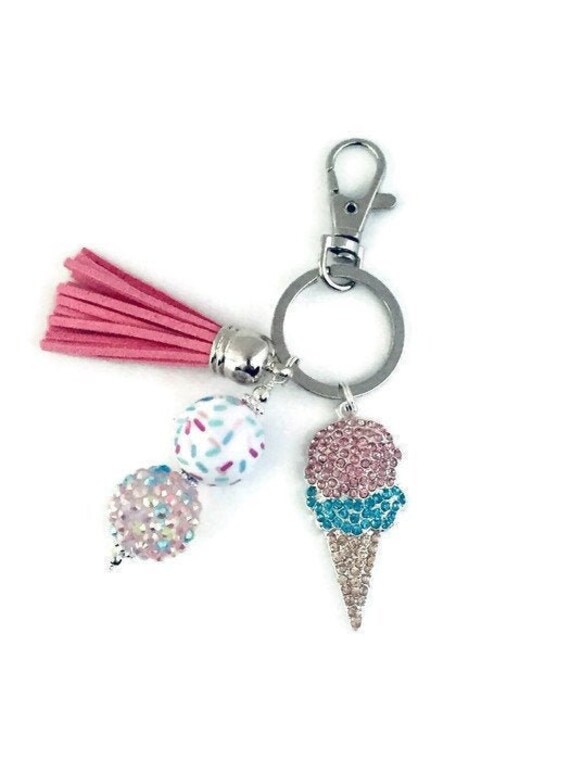 Ice Cream Cone Key Chain Summer Key Chain Ice Cream Gifts Etsy