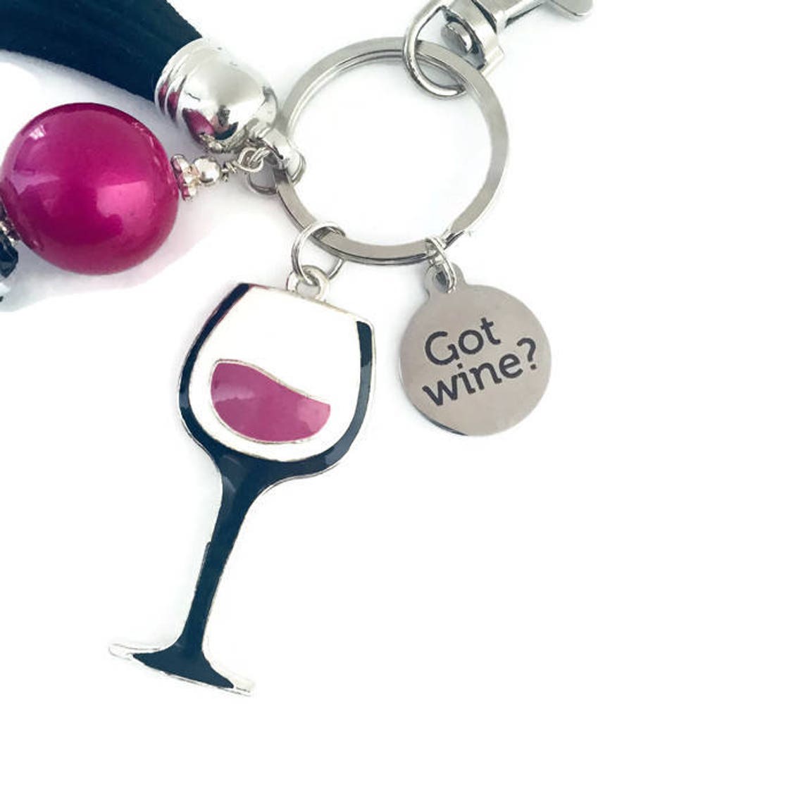 Wine Glass Keychain Wine Glass Key Chain Wine Lover Key Etsy