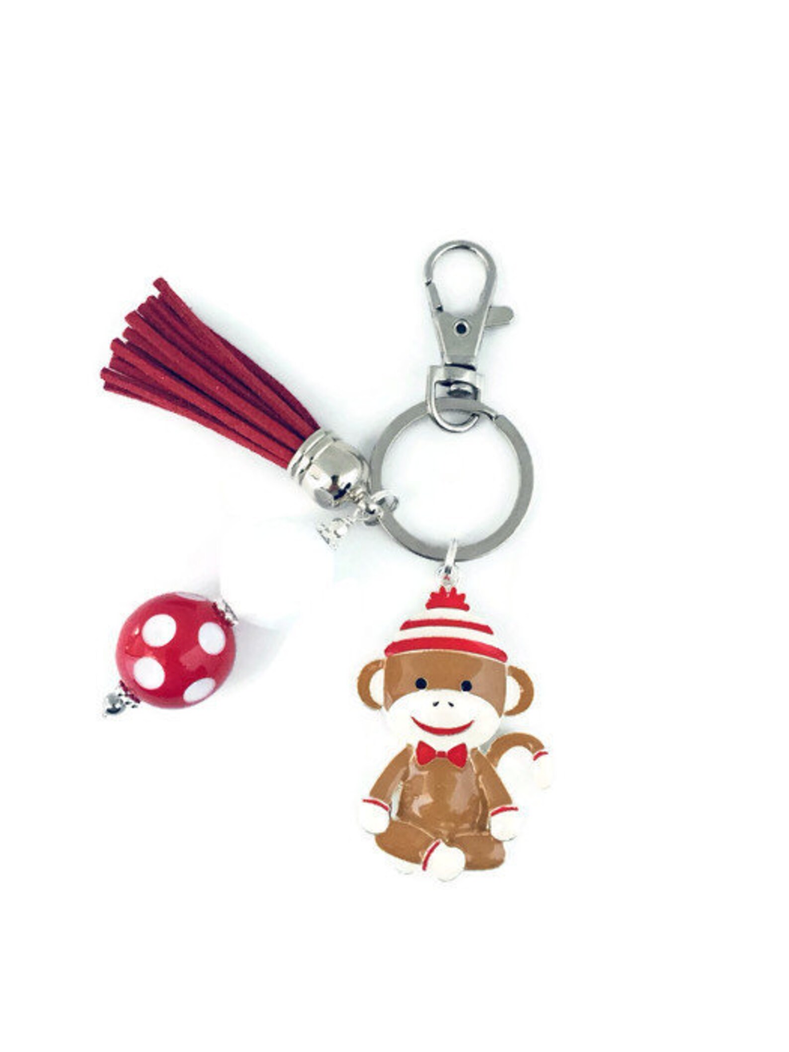 Sock Monkey Key Chain Toy Key Chain Monkey Key Chain Kitsch Etsy