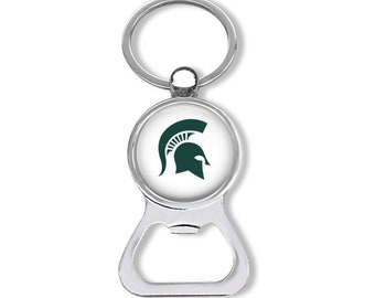 Michigan State University Bottle Opener Key Chain | Spartans Key Chain | MSU Gifts | Michigan Gifts | MSU Key Chain | Men's Key Chains