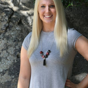 Game Day Necklace Game Day Jewelry USC Necklace Gamecock Jewelry Meredith College Necklace Garnet and Black image 4