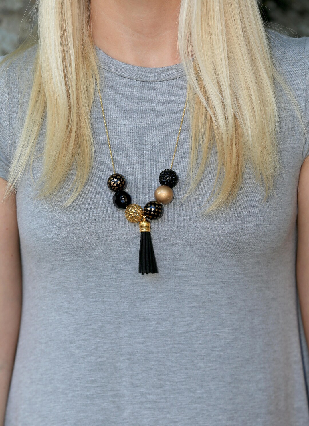 Game Day Necklace Game Day Jewelry Black and Gold Necklace Black and